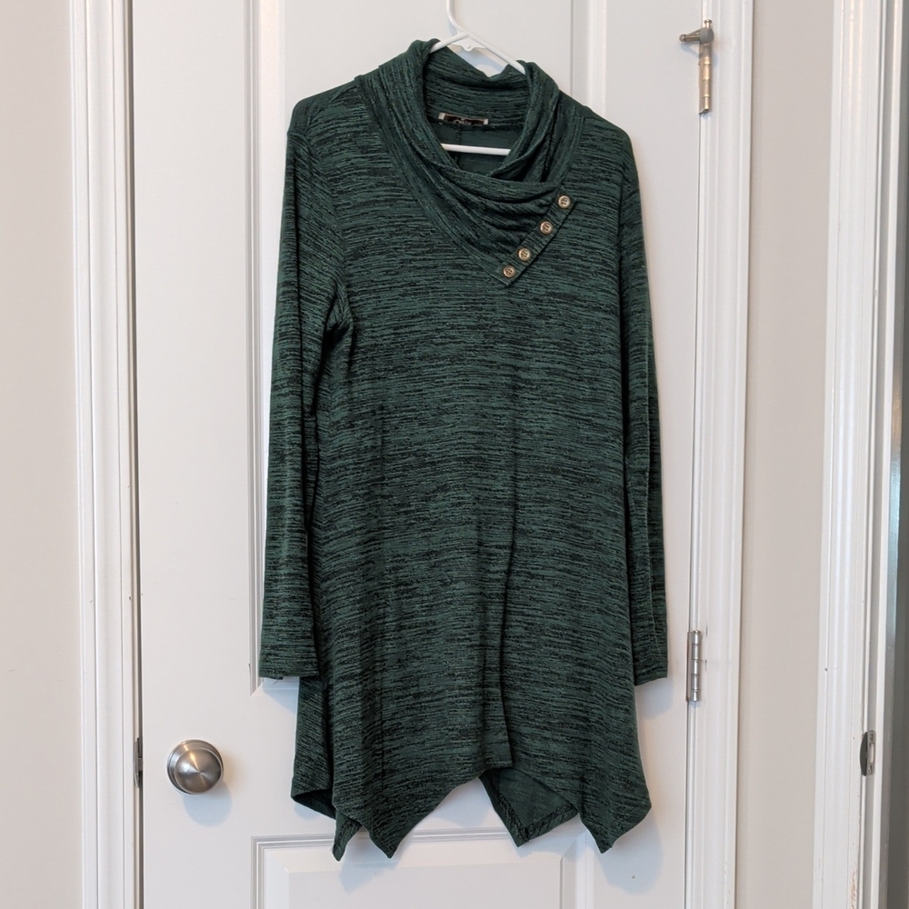 Cestyle Green Cowl Neck Tunic with Button Detail Size XL
